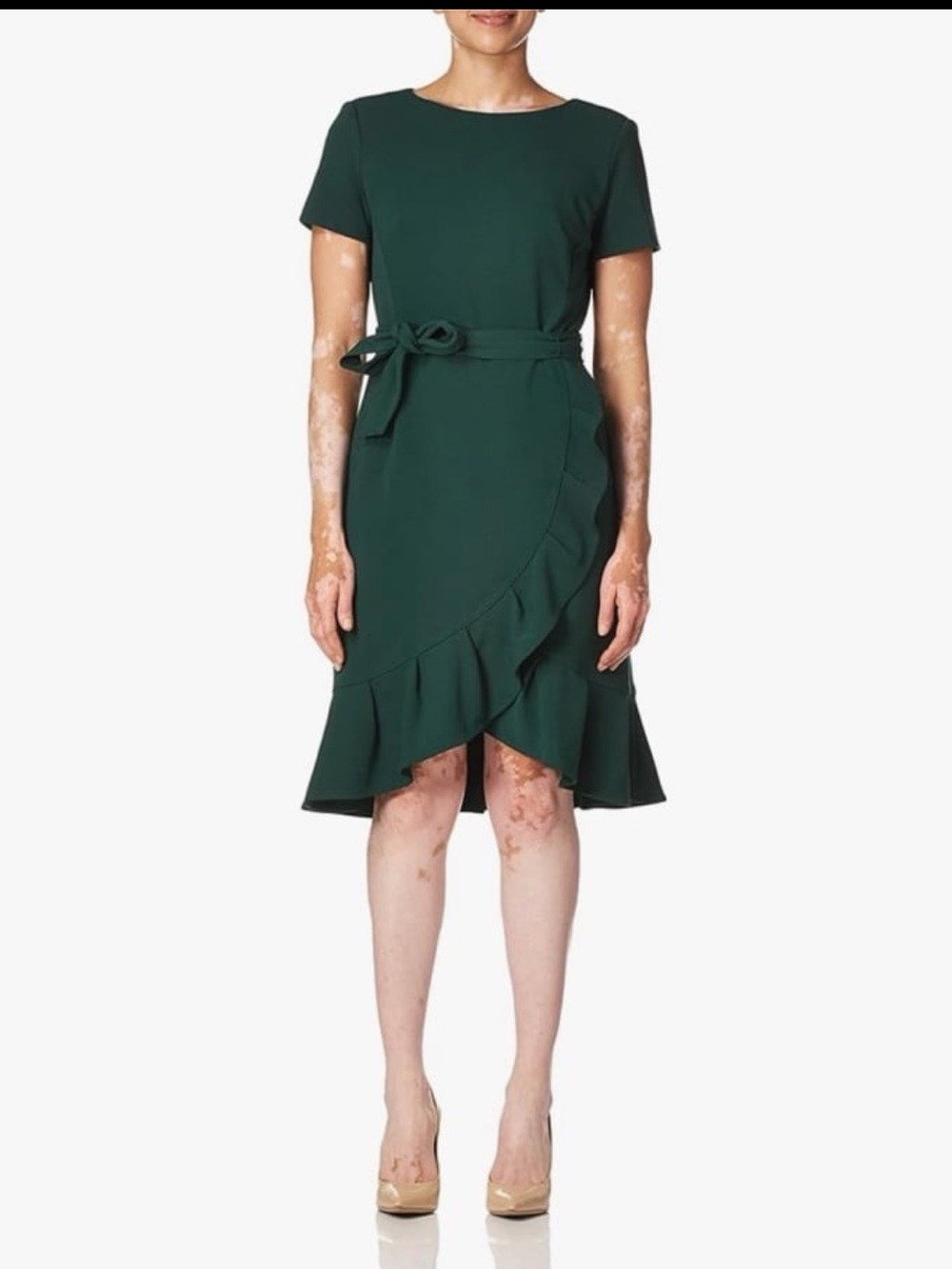 NWT Calvin Klein Dark Green Midi Dress with Ruffle Hem